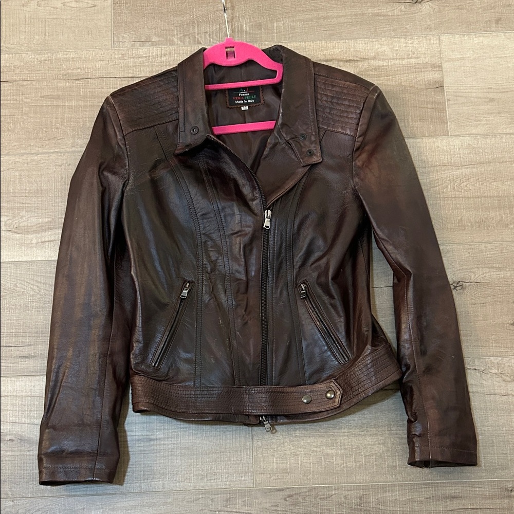 Vera Pelle Leather Dark Brown Jacket